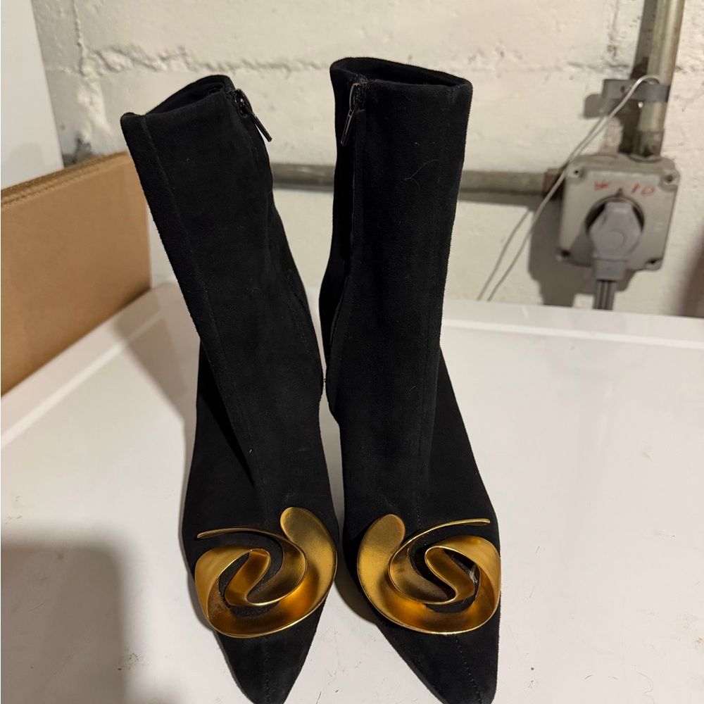 Zara Black Boots with Gold Detail